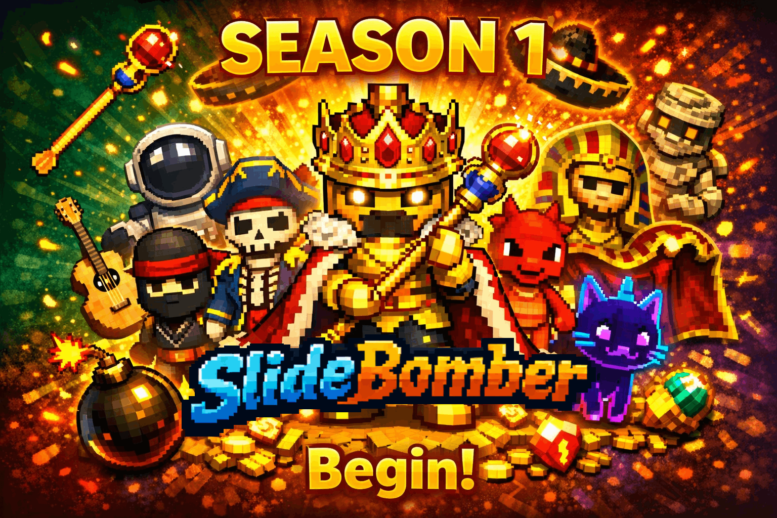 SlideBomber gameplay — top-down battle arena